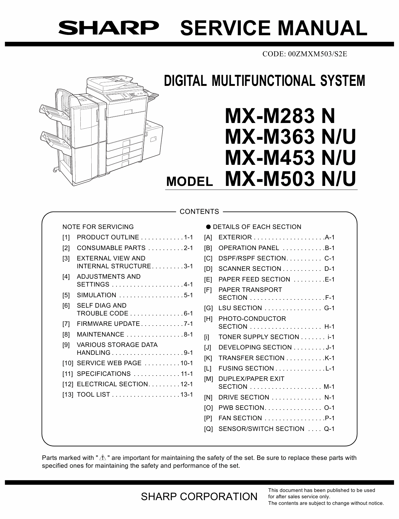 SHARP MX M283 M363 M453 M503 N U Service Manual-1